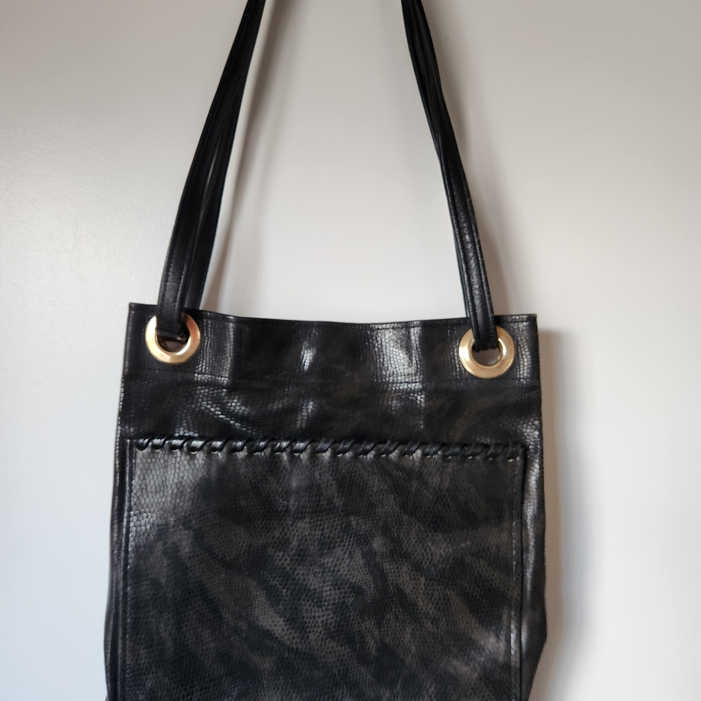 Hans Koch Ltd Black Leather Convertible Purse Bag Soho NY Minimalist Vintage 90s